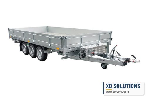 Remorque benne hydraulique 3 essieux 400×200 unitrailer tasker 400/3c 3500 kg