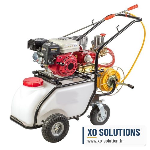 Pulvérisateur thermique 5,5 cv sur brouette 4 roues 40 bar 163cc