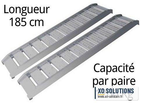 Paire de rampes de déchargement alu 185 cm 1200 kg