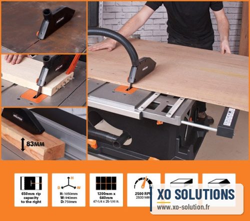 Scie 255 mm sur table rage 5s 1500 w multi-usages