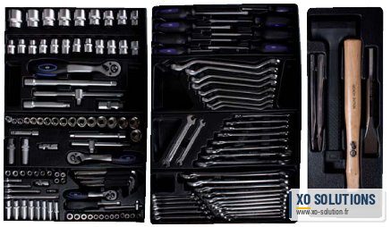 Servante d'atelier 7 tiroirs toute équipée 151 outils chrome vanadium