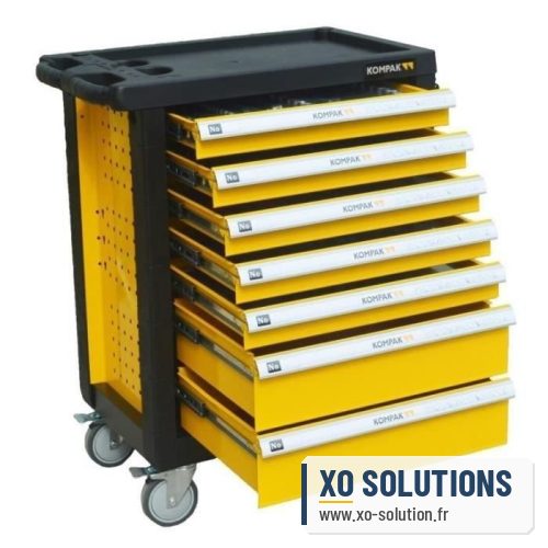 Servante d'atelier pro 7 tiroirs équipée avec 173 outils